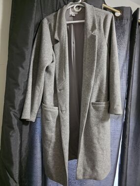 H&M Grey Long Wool-Blend Trench Coat